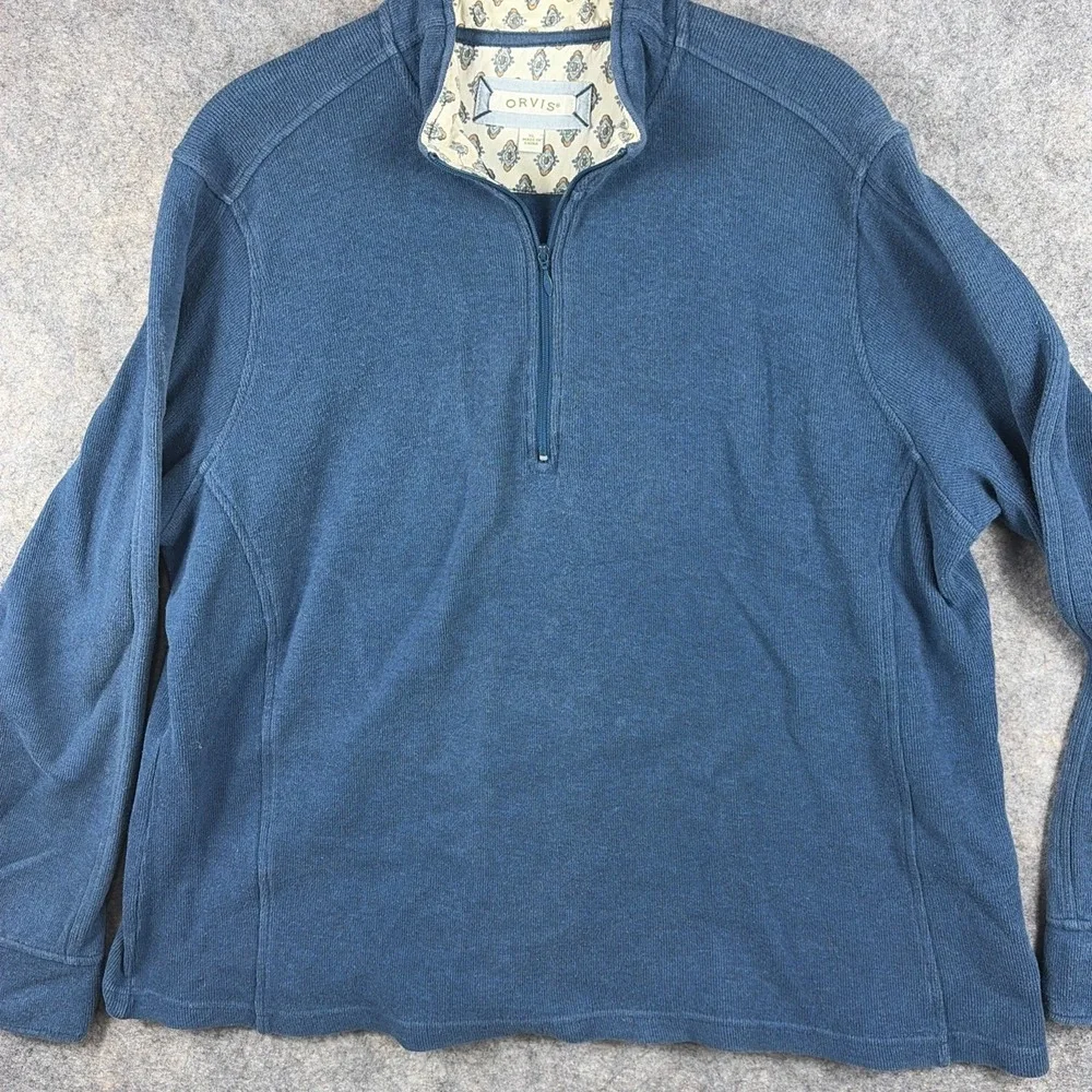 Orvis 1/4 Zip Pullover Sweater Sweatshirt Blue Men's Size XL